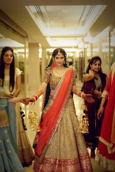 Gold bridal lehenga from Sudhir Bhai Saree Sangam