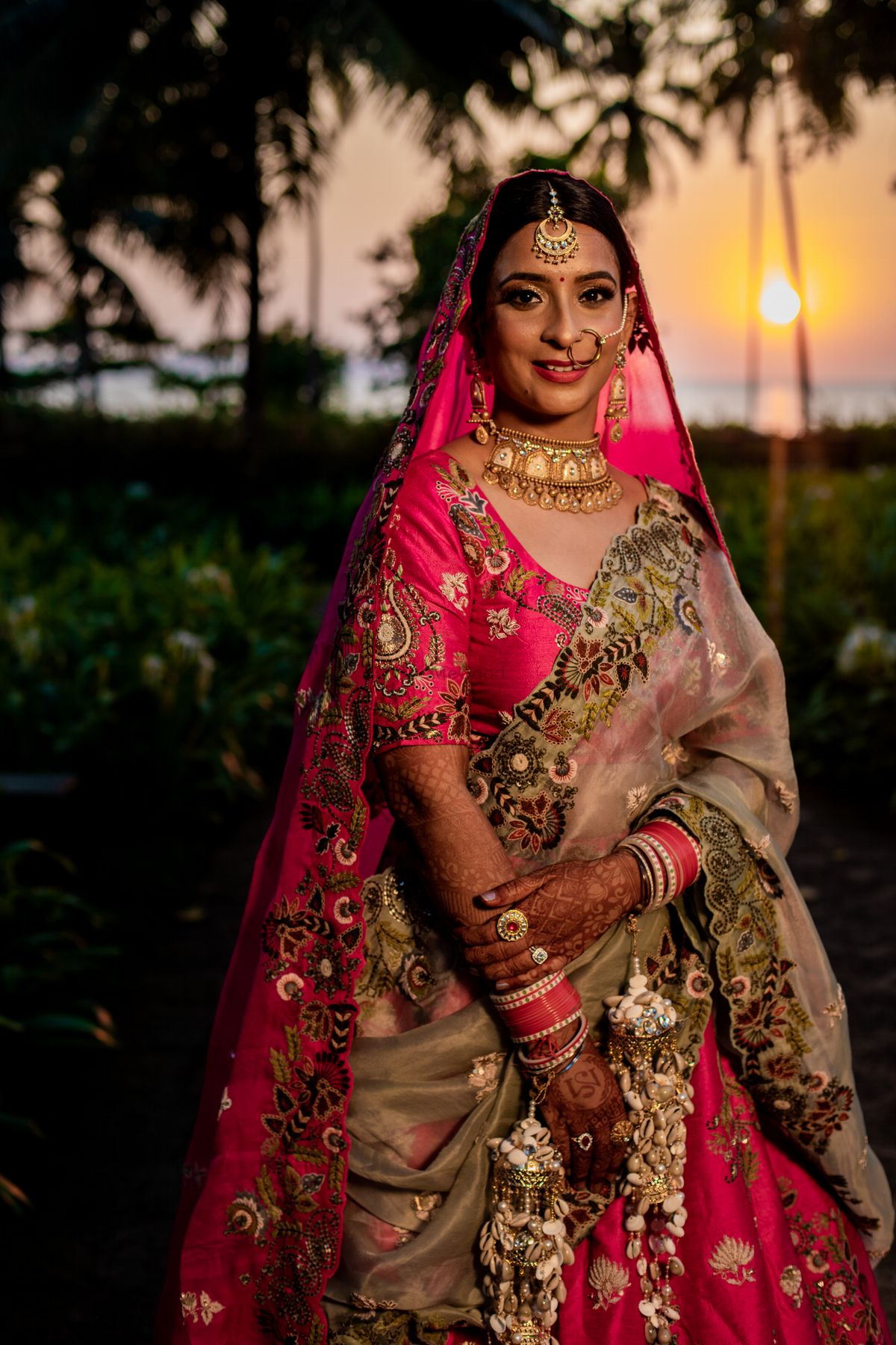 Pretty Goa Wedding With A Rani Pink Bridal Lehenga WedMeGood